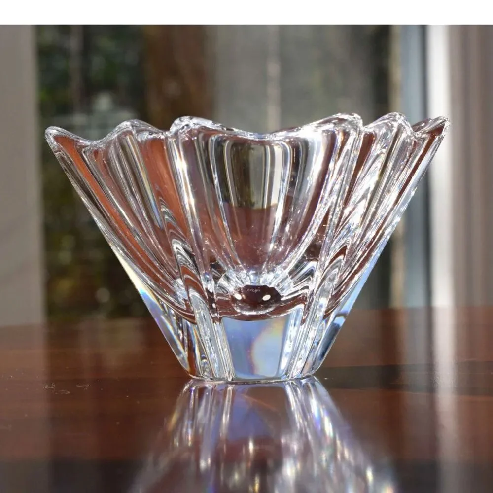 Vintage Orrefors Signed Orion Crystal Bowl - Lars Hellsten 80s Swedish Glass